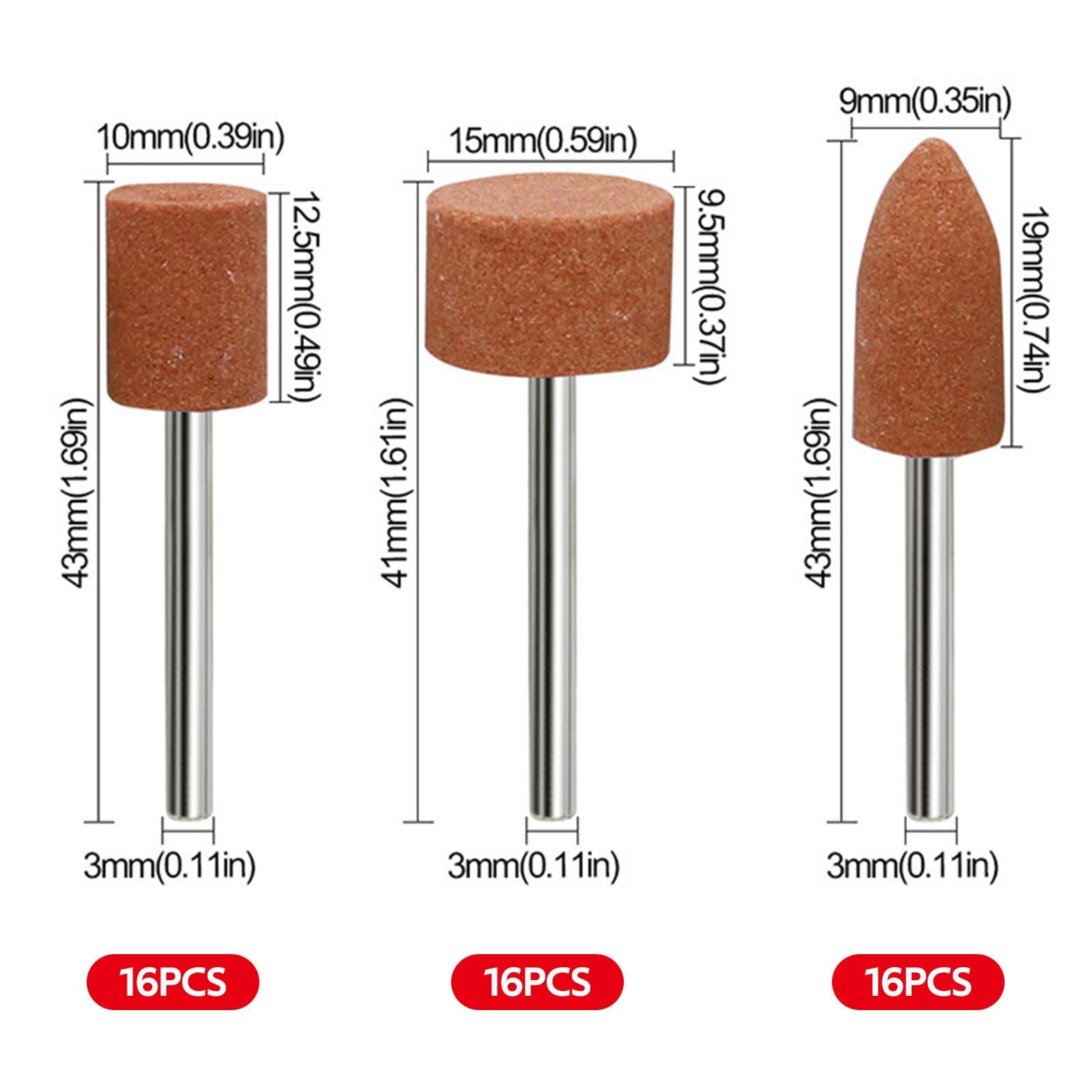 Set di 48 punte abrasive in corindone per Dremel, fusto da 1/8" per levigatura, lucidatura, sbavatura, da utilizzare su pietre preziose, vetro, metallo e legno