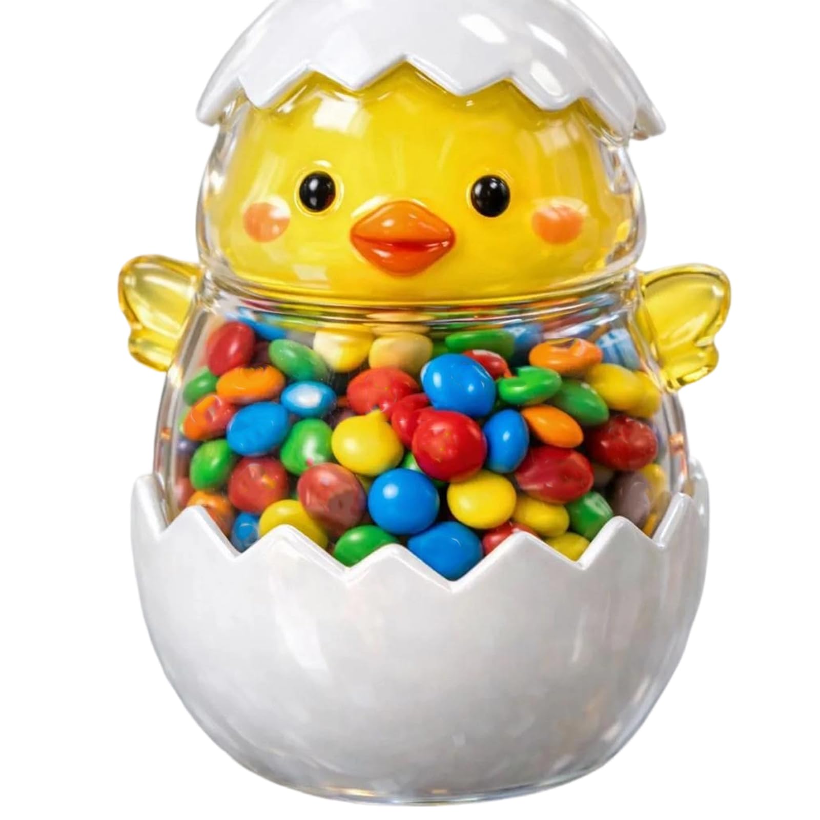 OSNIYAW Themed Glass Clear Candy Storage Jar with Rabbits Chick Eggs Designs Container for Holiday Decors and Kitchen Use Clear Candy Storage Container