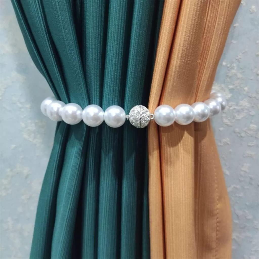 FMURY Magnetic Curtain Ties Convenient Curtain Drape Ties Back Beaded Rack Decorative Curtain Clips(E)