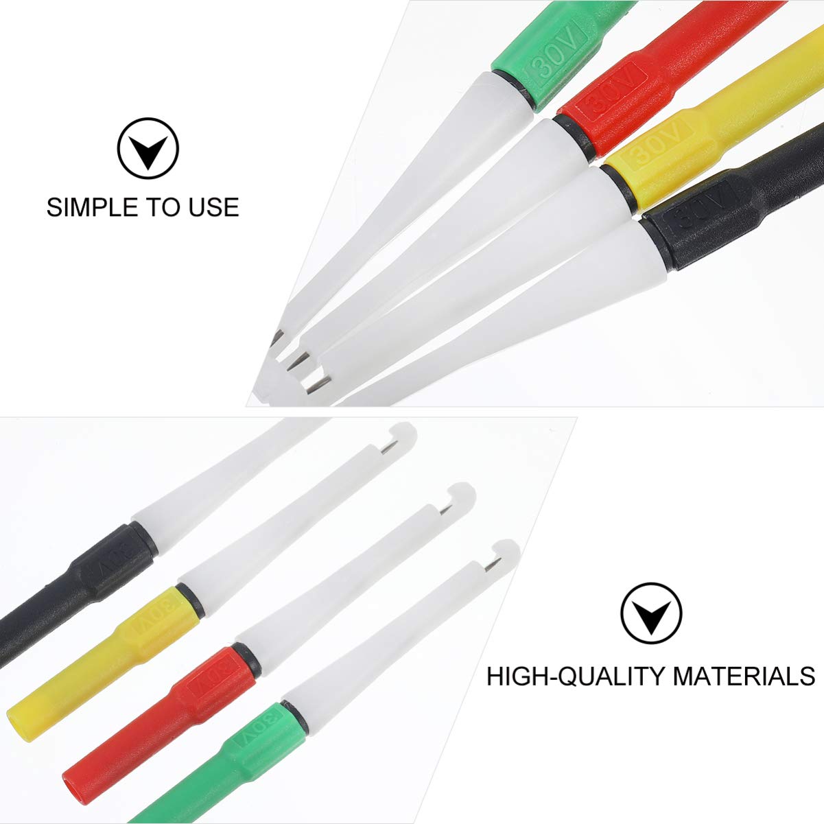 NUOBESTY 3 Ensembles Goupille De Perçage D'isolant Kit De Arrière Pour Multimètre À Fil Mini Perceur De Fil Accessoires De Test Automobile Black 4 Pièces * 3