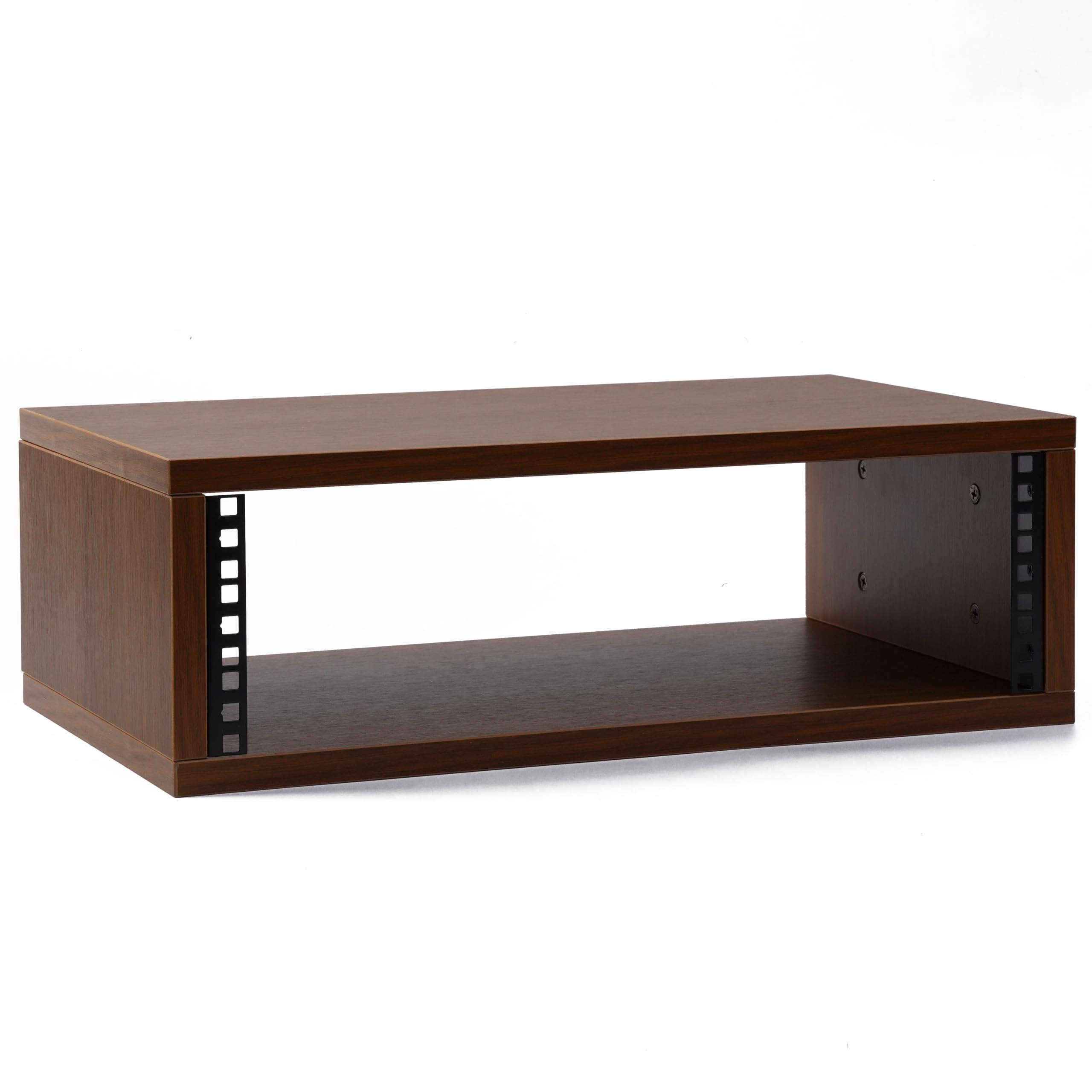 Desktop Studio Rack – 2U/3U/4U Shallow Wooden Stand for Many 19-Inch Rack-Style Audio Devices, Tabletop Mount, Natural or Walnut(Walnut Finish, 3U)