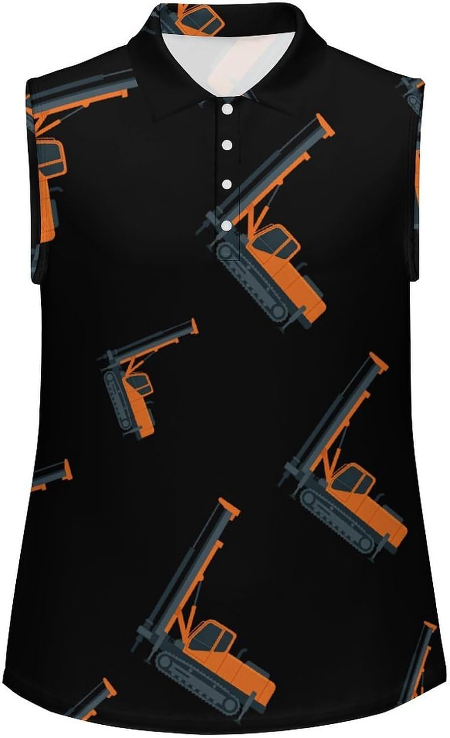 Drilling Rig Womens Sleeveless V Neck Golf Polo Shirts | Collared Tank Tops