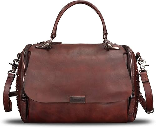 Miniatura 2 de Bolso bandolera de cuero genuino para mujer, estilo vintage, hecho a mano, bandolera