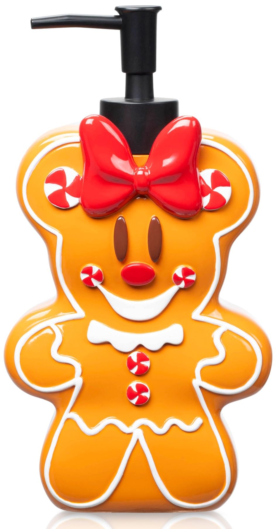 Jay Franco Disney Minnie Mouse Gingerbread Soap Dispenser - Christmas & Holiday Season Bathroom Accessory - Brown Resin Lotion Pump