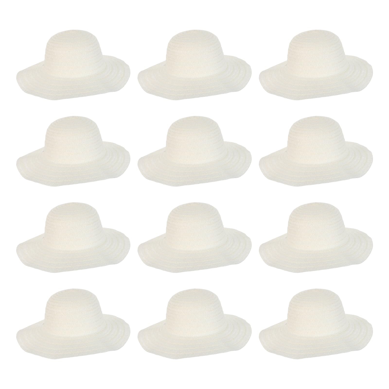 Chapeau de Paille Tressé à Larges Bords 12 Pièces, PP, Unisexe | Beige, Design Chinois Tressé, Lot pour Cosplay et Loisirs Créatifs, Format Adulte