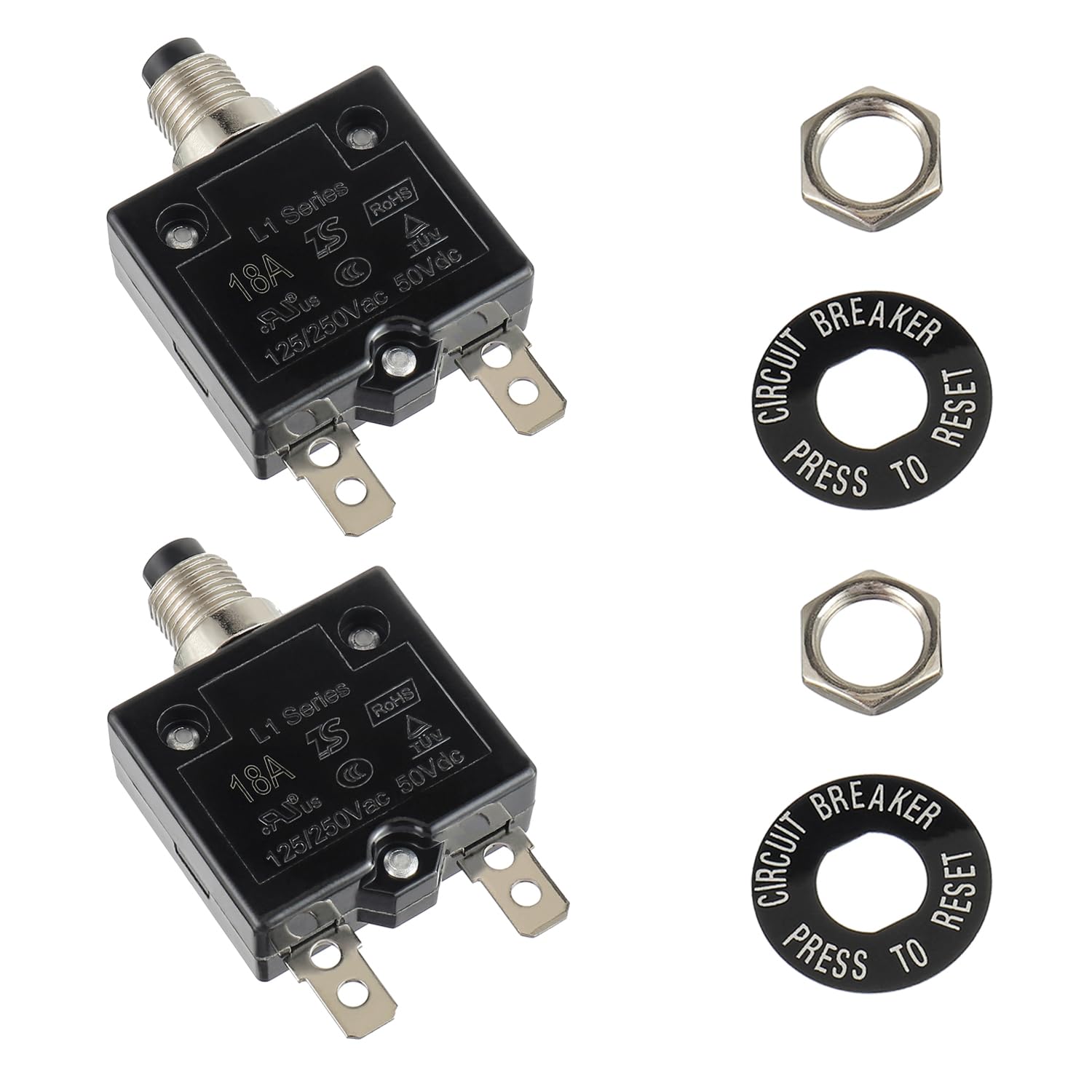 15 Amp Push Button Circuit Breaker 125-250V AC 50V DC — Amazon image 8