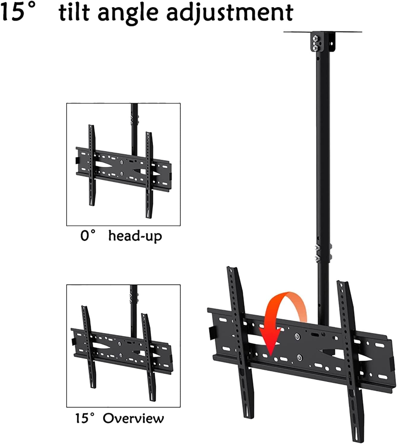 Staffa di montaggio per TV a soffitto regolabile per TV LCD a schermo piatto da 40 a 60 pollici, inclinabile, girevole e girevole, supporto per TV multifunzione