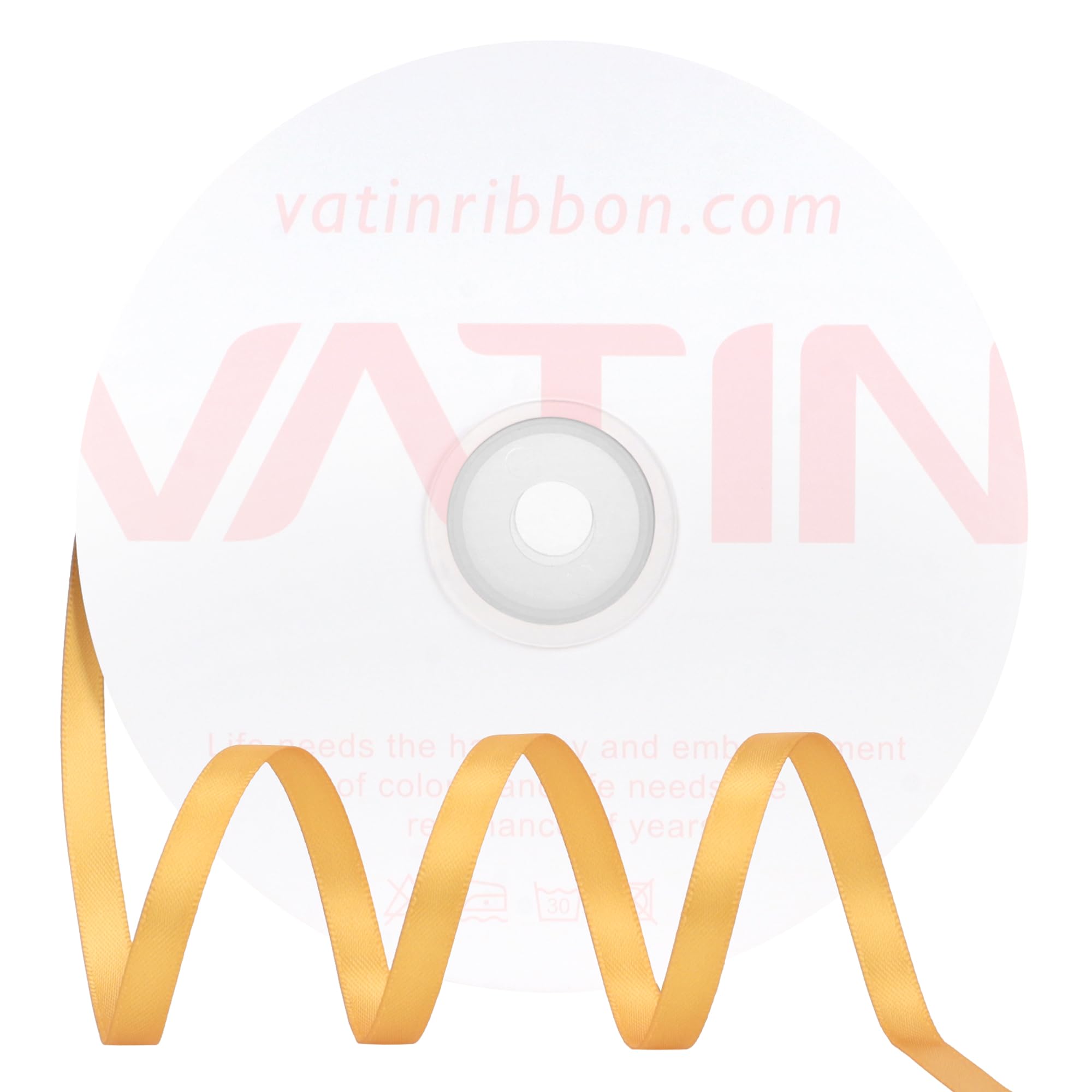 VATIN Double Face Old Gold Satin Ribbon 6mm X 45m,Gold Polyester Fabric Ribbon use for Bows Bouquet Gift Wrapping