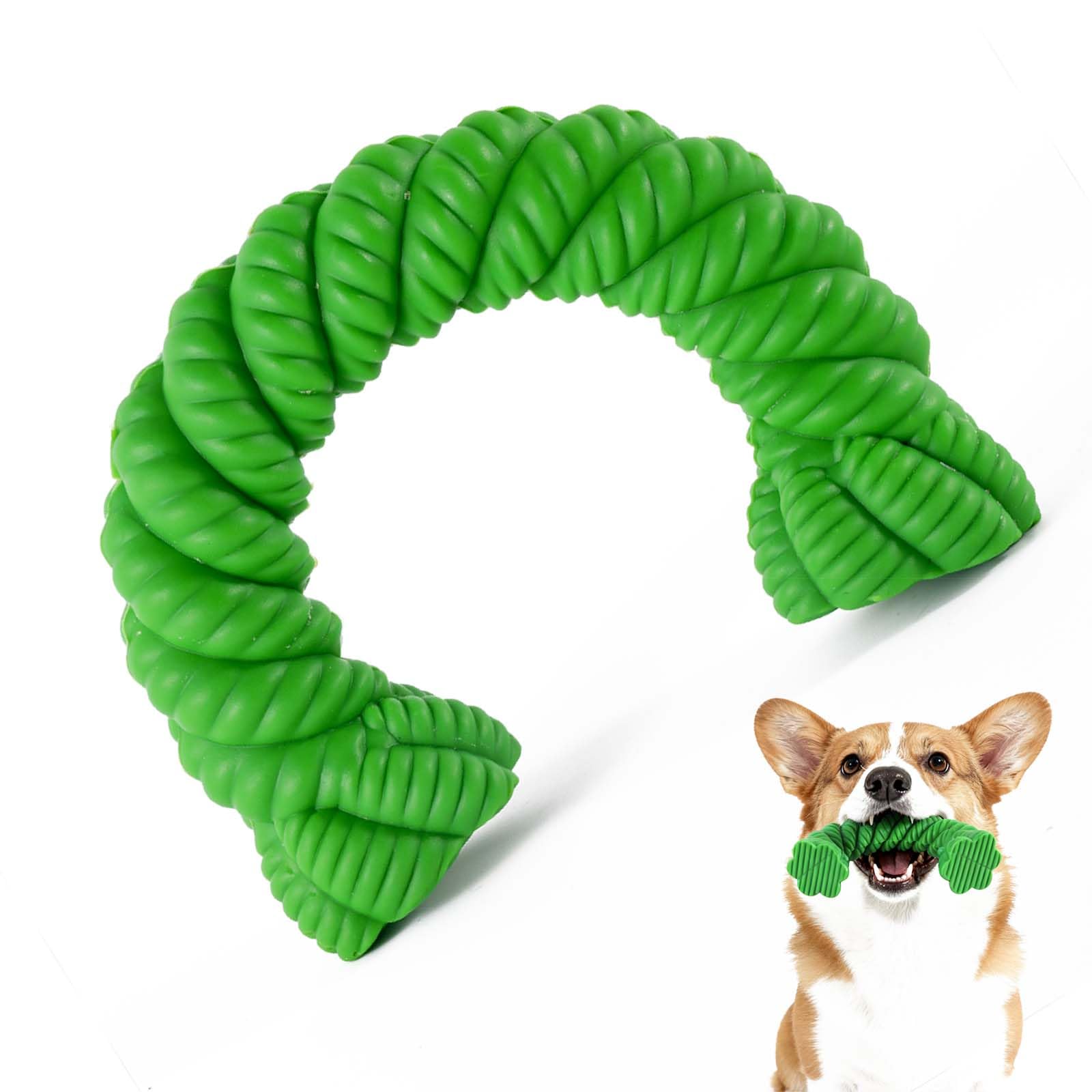 FSZMMJJ Indestructible Dog Aggressive Chew Toy, Plush Woven Horseshoe-Shaped Solid Rubber Puppy Teething Toys, Interactive Pet Entertainment for Large, Medium and Small Dogs