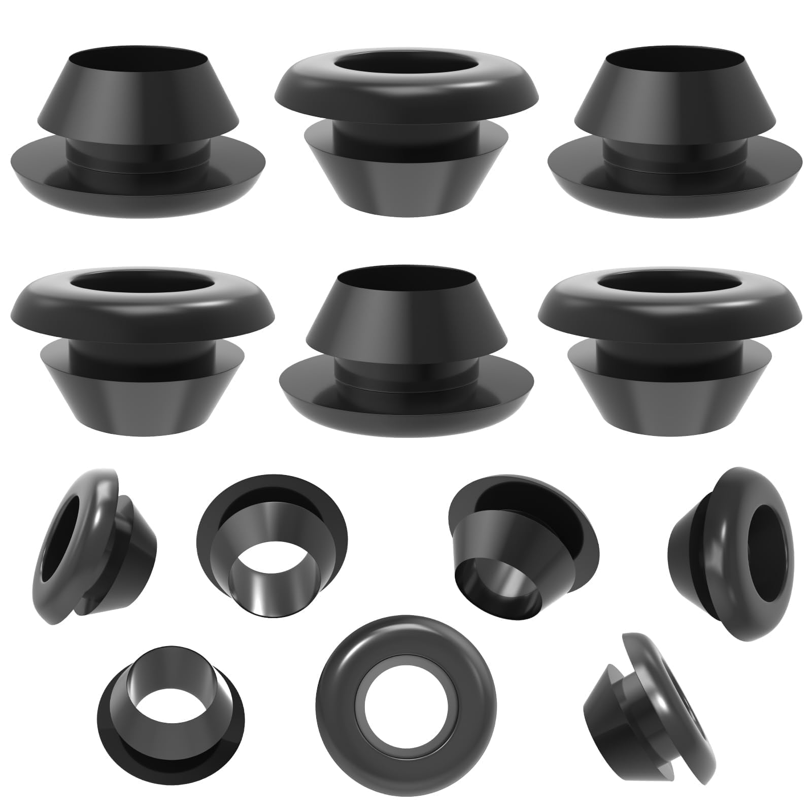 40 Pezzi 10MM Gommino in Gomma Elettrico Gomma Passacavi per Proteggere Fili Passacavo Gommini Passacavo Gomma Cavi Cable Grommet Passacavi Passafilo foro Fili Spine ID 10MM Dia di Montaggio 12MM Nero