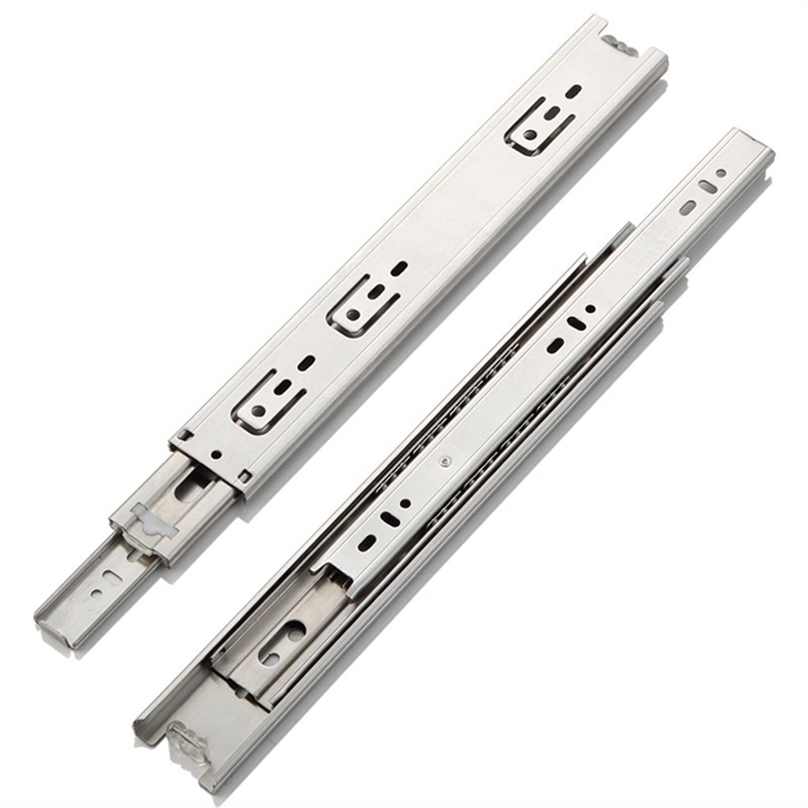 Drawer Slide，Three-Section Track Thickened，Duffer Damping Mute Track Cabinet Slide, Stainless Steel Material(14inch)