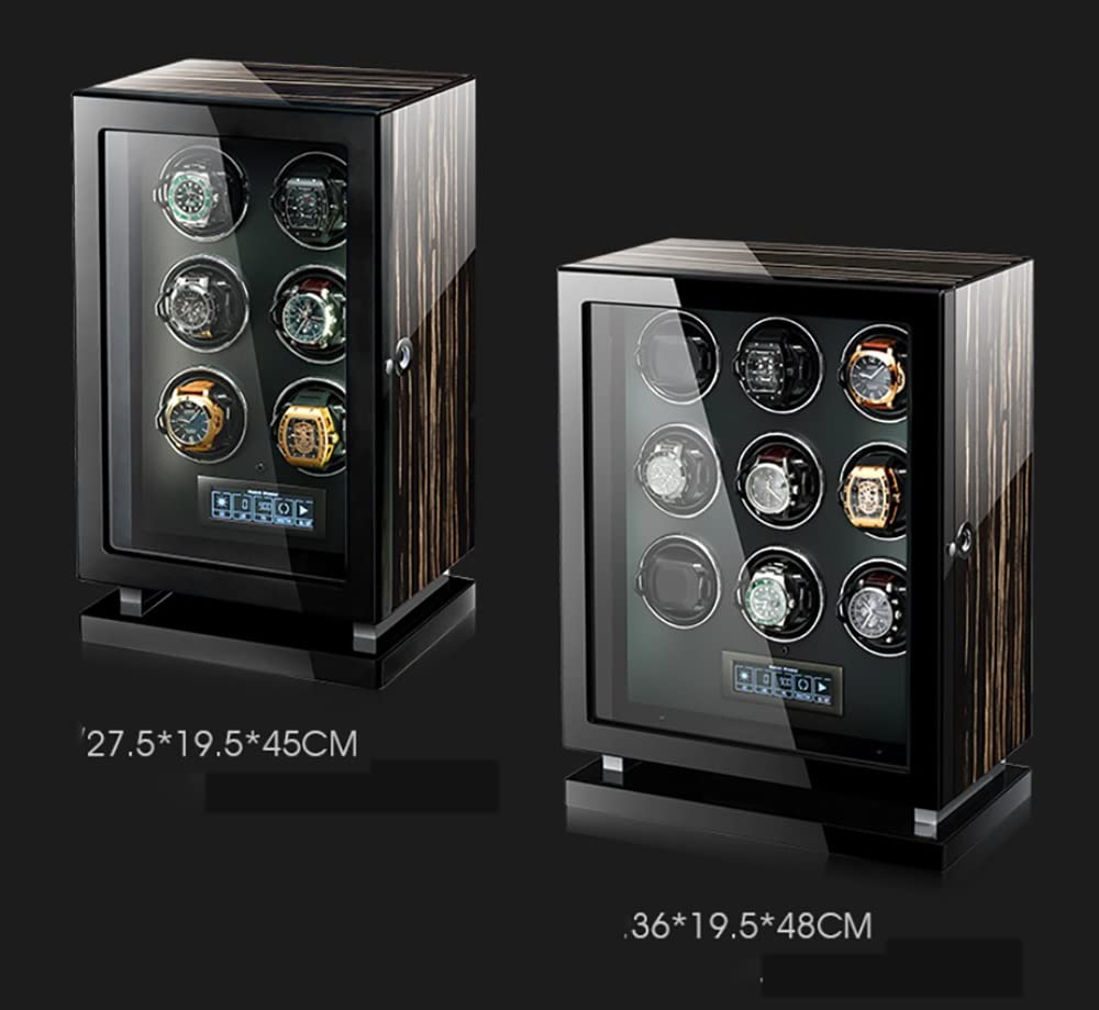 Caricatori Automatici per Orologi da Polso con Display LCD e Telecomando, Custodia per Orologi con Illuminazione a LED e Motore Mabuchi Silenzioso, impostazioni di rotazi，2+0
