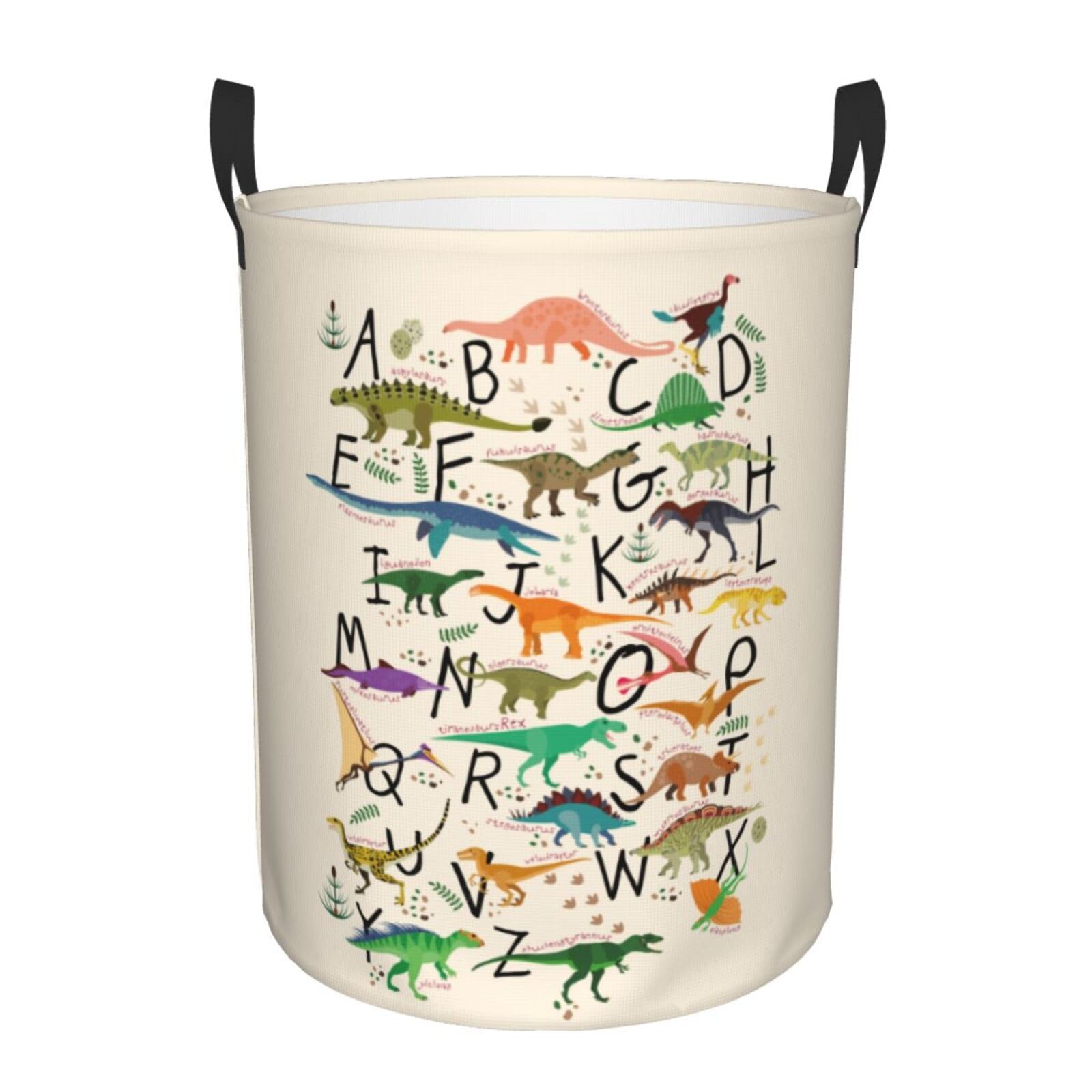 Laundry Hamper Dinosaurs Alphabet Laundry Basket Waterproof Personality Fashion Hampers for Laundry Large Collapsible Laundry Basket Storage Basket for Dorm and Home