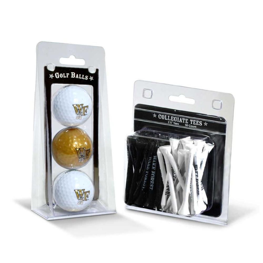Team Golf NCAA Wake Forest Demon Deacons 3 Golf Balls And 50 Golf Tees Logo Imprinted Golf Balls (3 Count) & 2-3/4" Regulation Golf Tees (50 Count), Multi Colored