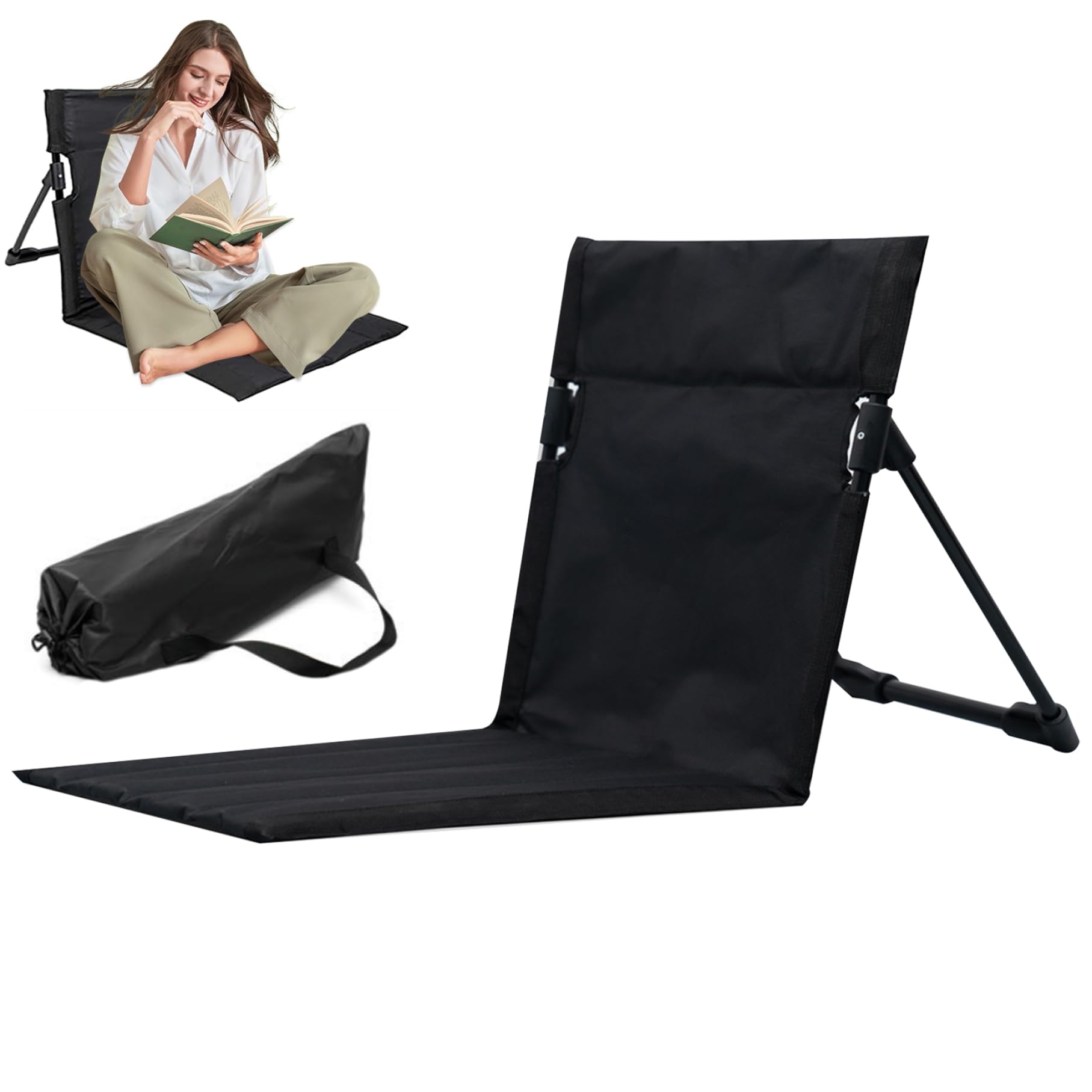 Tapis de plage inclinable avec dossier réglable et sac Gcroet