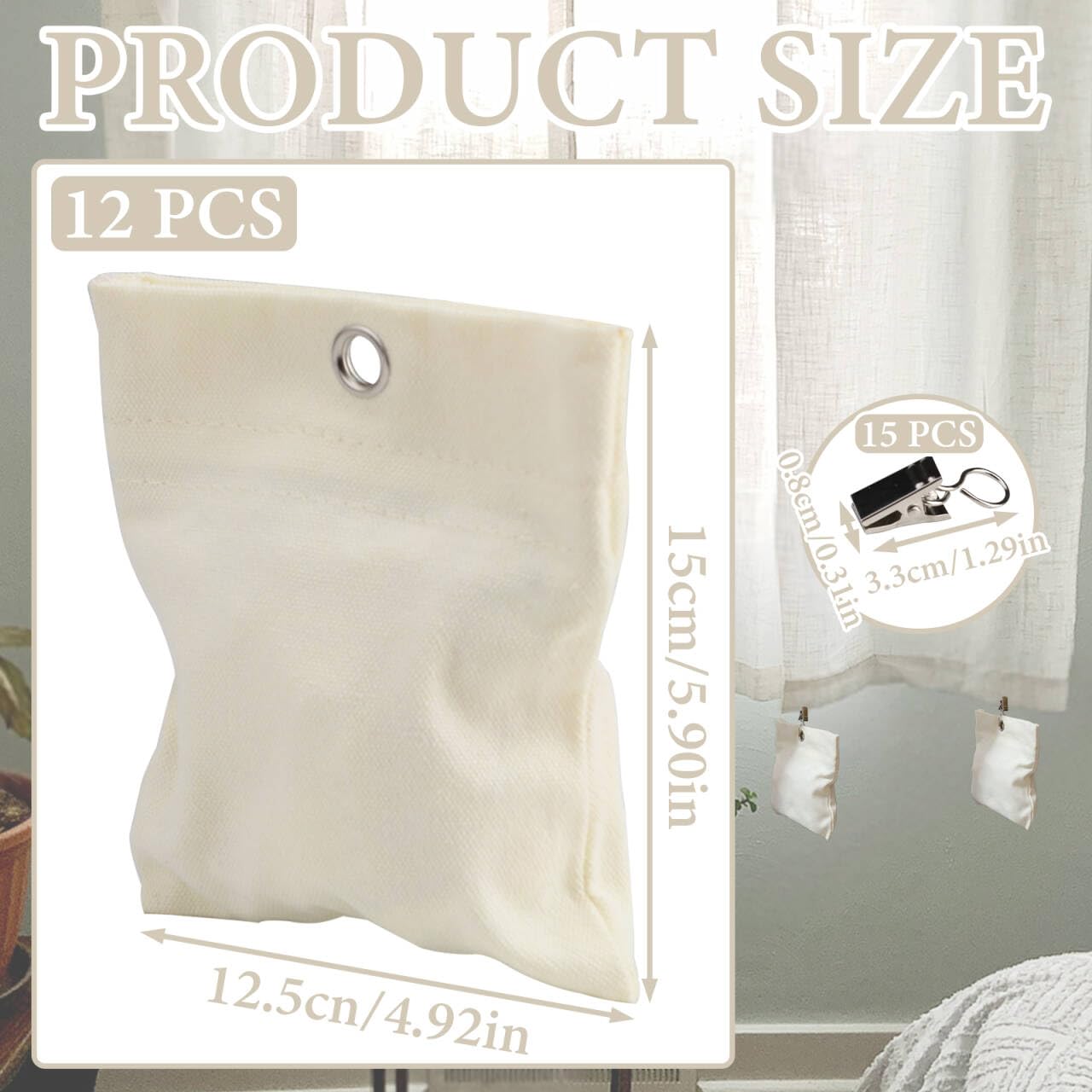 Yitexin 12 pezzi pesi per tende da esterno beige, 12,5 x 15 cm, pesi per tende con clip in acciaio inossidabile, sacchi di sabbia per patio venti forti tende esterne cabina gazebo pergola (Beige)
