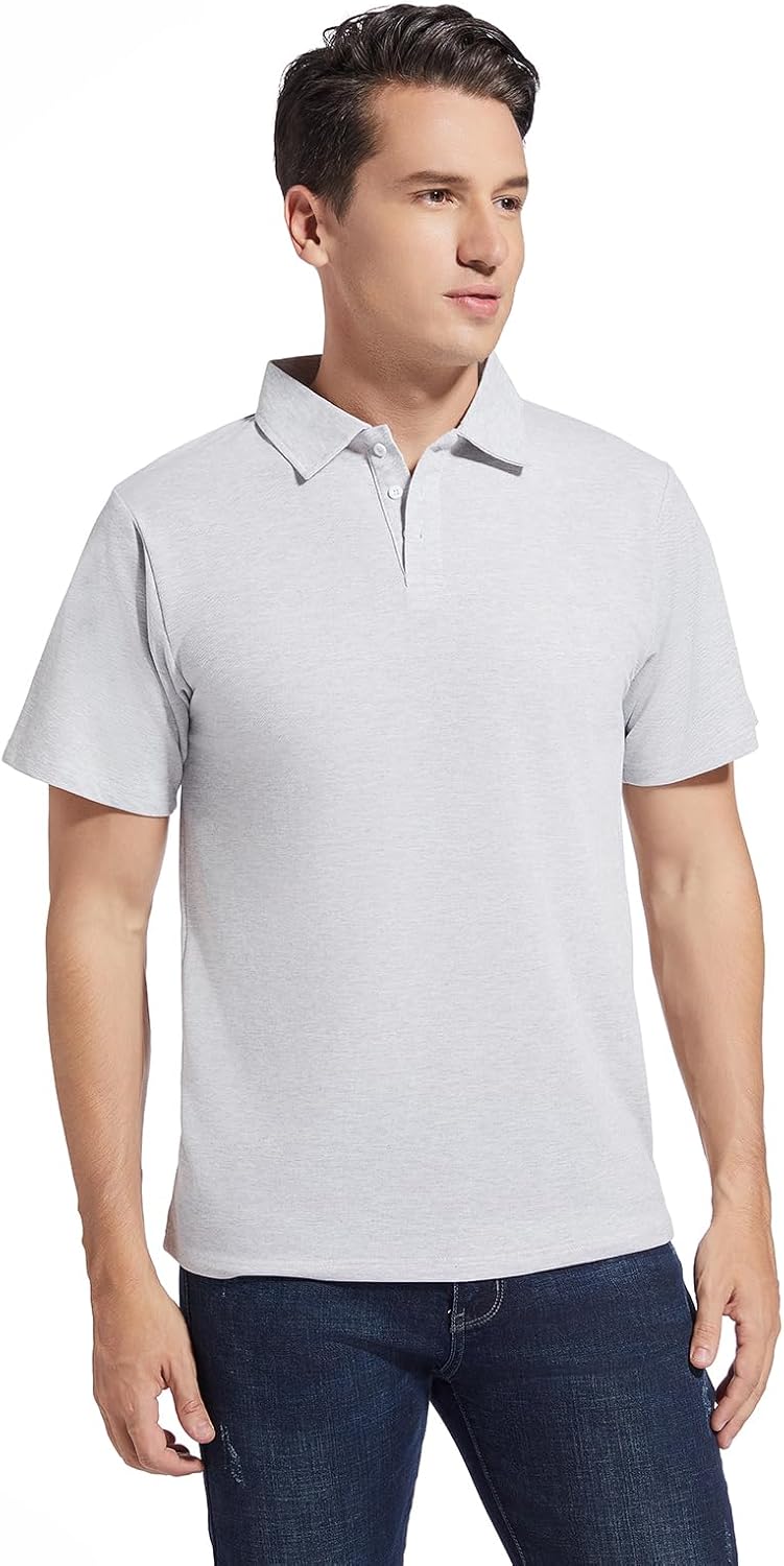 Men's Golf Polo Shirts,Casual Regular Fit Dry Fit Short Sleeve Moisture Wicking Collared T-Shirt(Order A Size Up) 3X-Large Grey-1 image 5 of 6 B0CSG2DQ29
