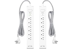 Protect and Power: 2 Pack Outlet Bar Strip with USB