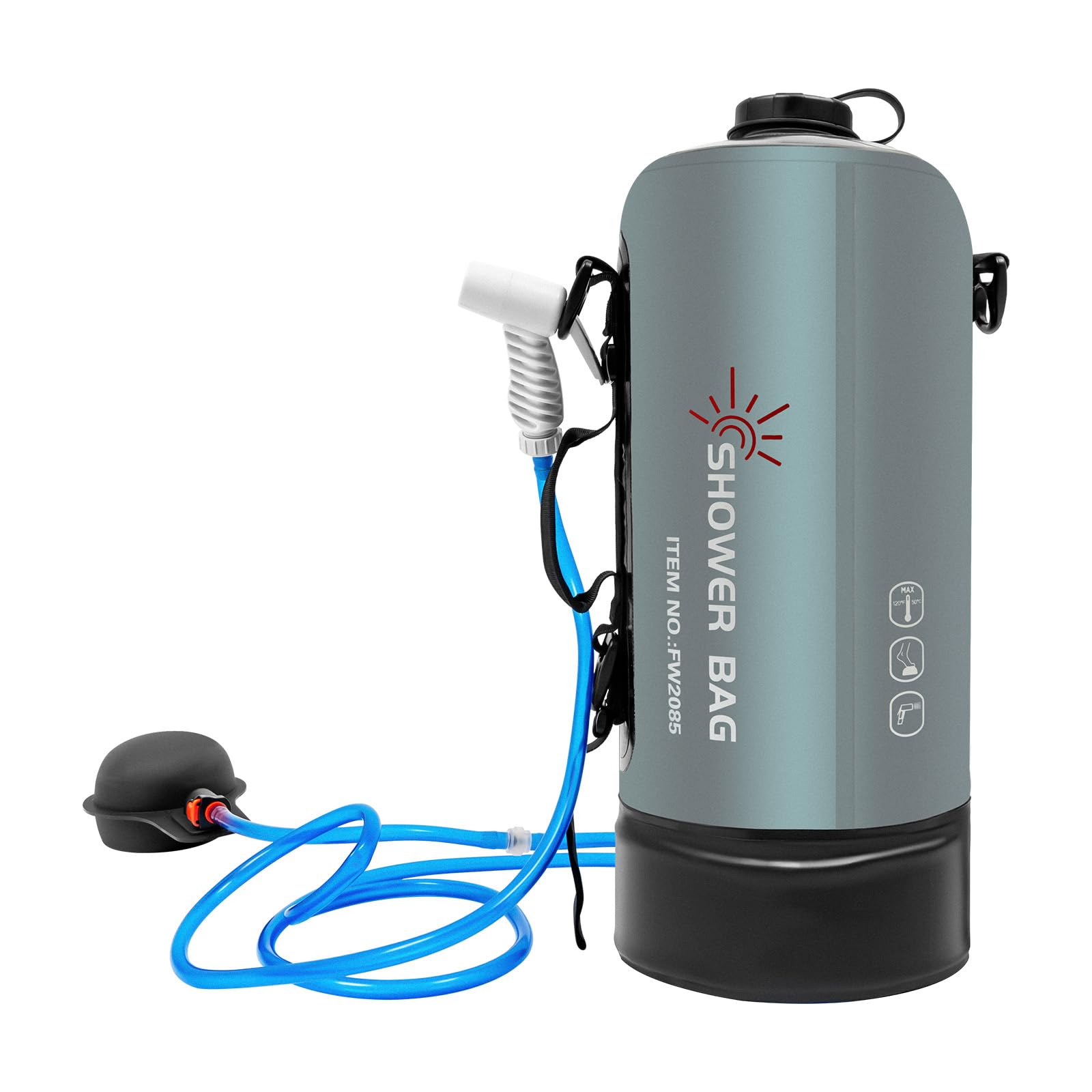 Portable Shower for Camping, 3Gal/12L Portable Pressure Camp Shower with Hose Showerhead & Air Pump, Waterproof Outdoor Shower Surf Rinse Kit, Beach Shower, Dog Wash, Car Shower, Traveling Shower