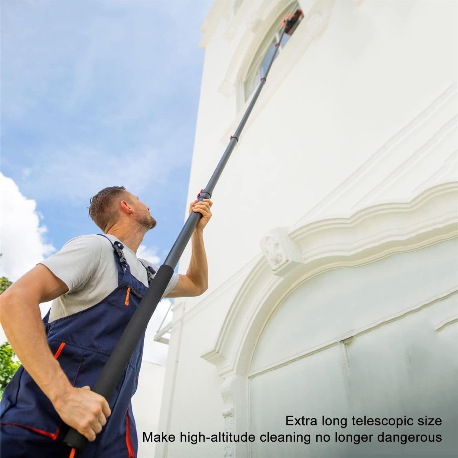 Kit de Limpieza de Ventanas Extensible. Cepillo telescópico con Suministro de Agua para la Limpieza de Paneles solares y techos de invernaderos. Equipo Profesional de Limpieza de Ventanas.
