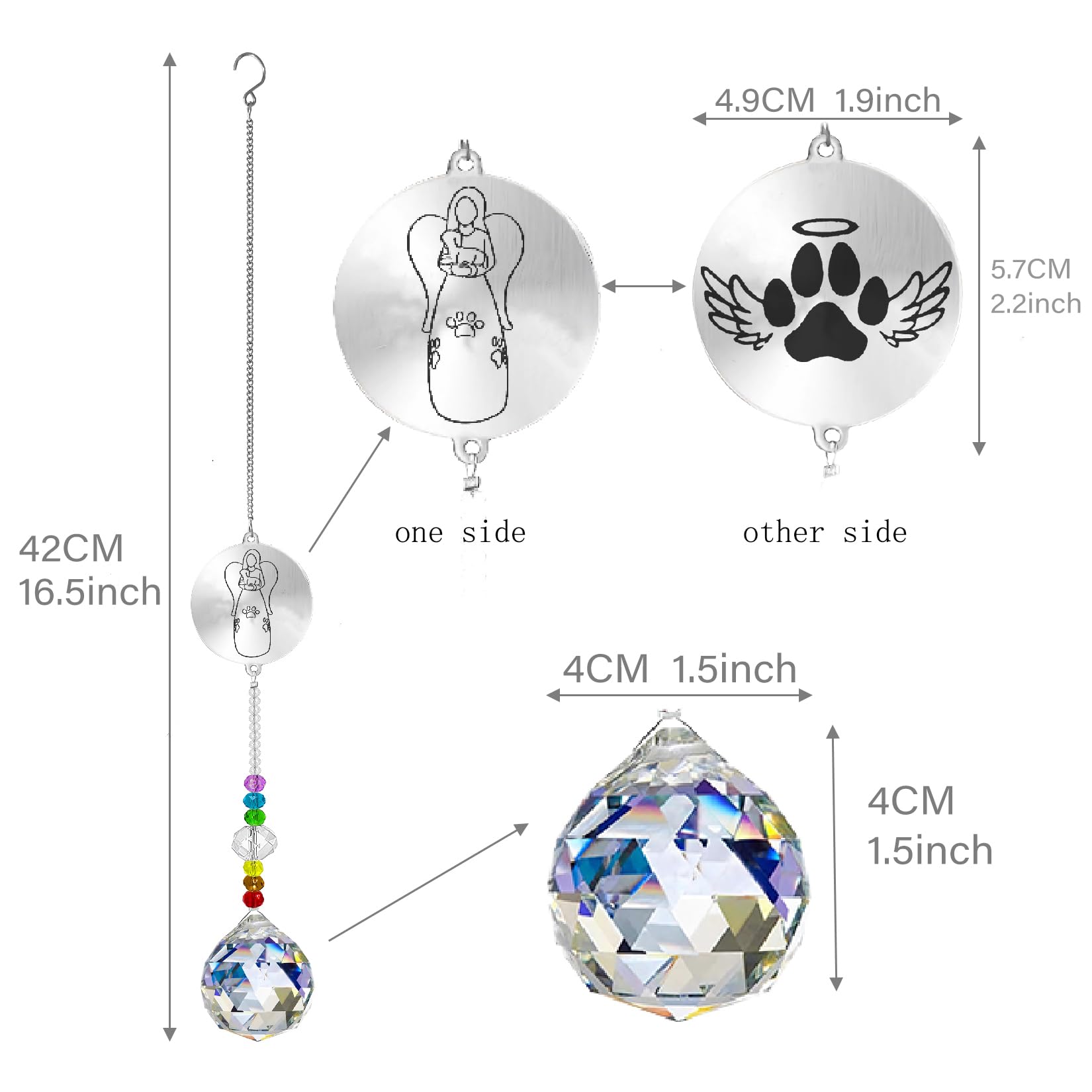 Peili Dog Memorial Gifts for Loss of Dog Pet Paw Print Sympathy Gifts Crystal Window Suncatcher,Bereavement Gift Sun Catcher,Dog Remembrance Gift Rainbow Maker,Pet Passing Away Loss Gifts (B) - Image 2