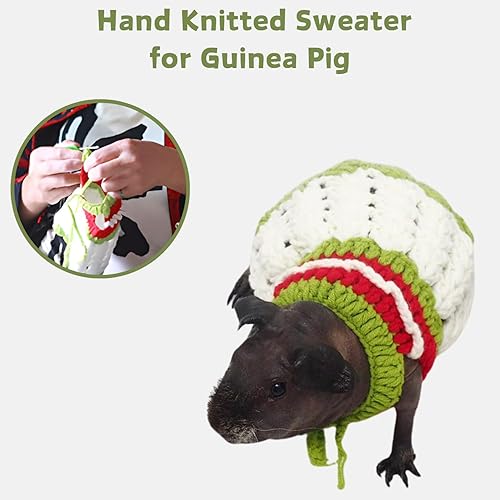 Guinea Pig Sweater - Hand Knitted Wool Yarn Sweater for Hairless Skinny Pig Winter Warm Vest Small Animal Clothes Halloween Costume Christmas Outfit for Bunny Kitten Puppy Chihuahua