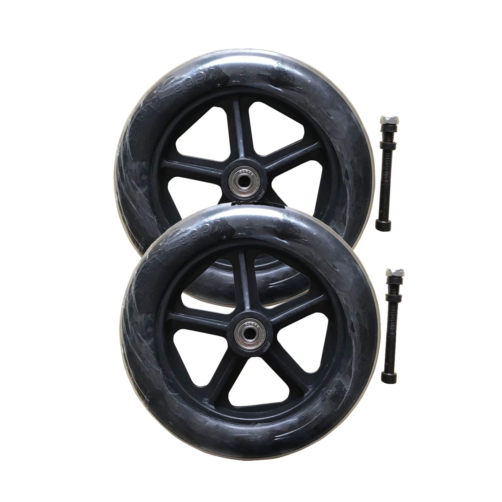 LHX Wheelchair Accessories A Pair of Front Wheels Thickened Manual 8-inch Wheelchair Wheel Accessories 19cm Diameter Universal Front Wheels(Black)