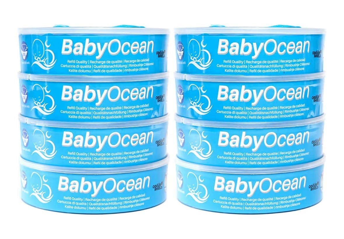 Sacchetti Profumati BabyOcean Ricarica Compatibile Angelcare Foppapedretti Litter Locker II, Multi-strato Anti Odore, 8 Pezzi