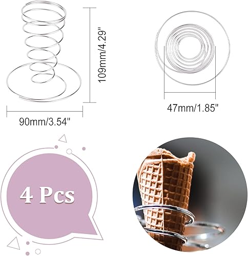 Miniatura 2 de CHGCRAFT 4 soportes de cono de comida en espiral, soporte de cono de helado de hierro negro 304 soporte de exhibición de cono de alimentos de acero