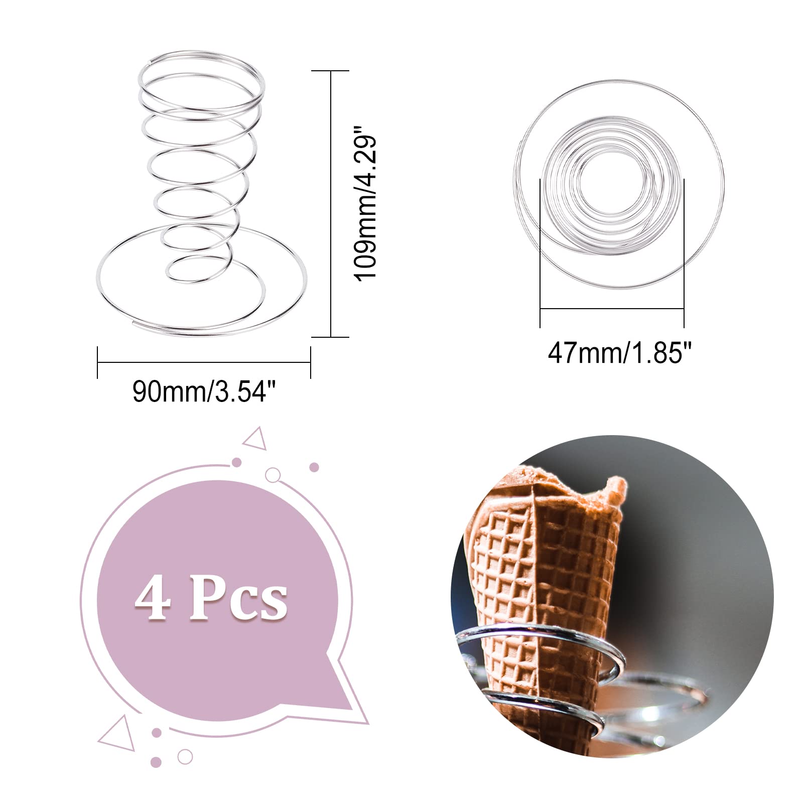CHGCRAFT 4 Pz Espositore Cono Alimentare Porta Alimenti A Spirale Porta Cono Gelato in Ferro Nero 304 Espositore Cono Alimentare in Acciaio Inossidabile per Snack Antipasti O Dessert