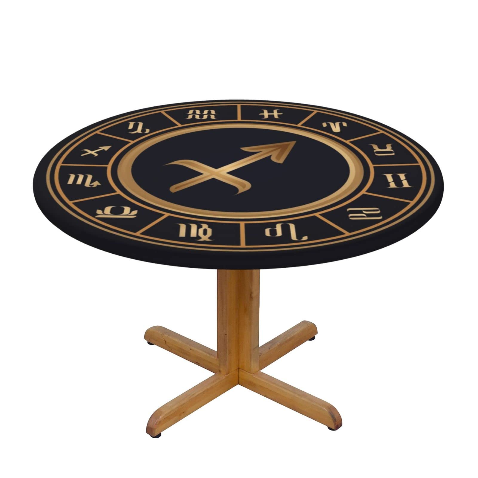 Lsjuee Round Fitted Tablecloth 45-50in Elastic Edged Table Cloth for Kitchen Dining Party Home Decor - Sagittarius Twelve Zodiac