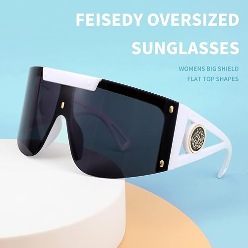 Miniatura 2 de FEISEDY Gafas de sol de gran tamaño de una pieza para hombres y mujeres, lentes de sol envolventes para ciclismo, conducción y vacaciones B4027