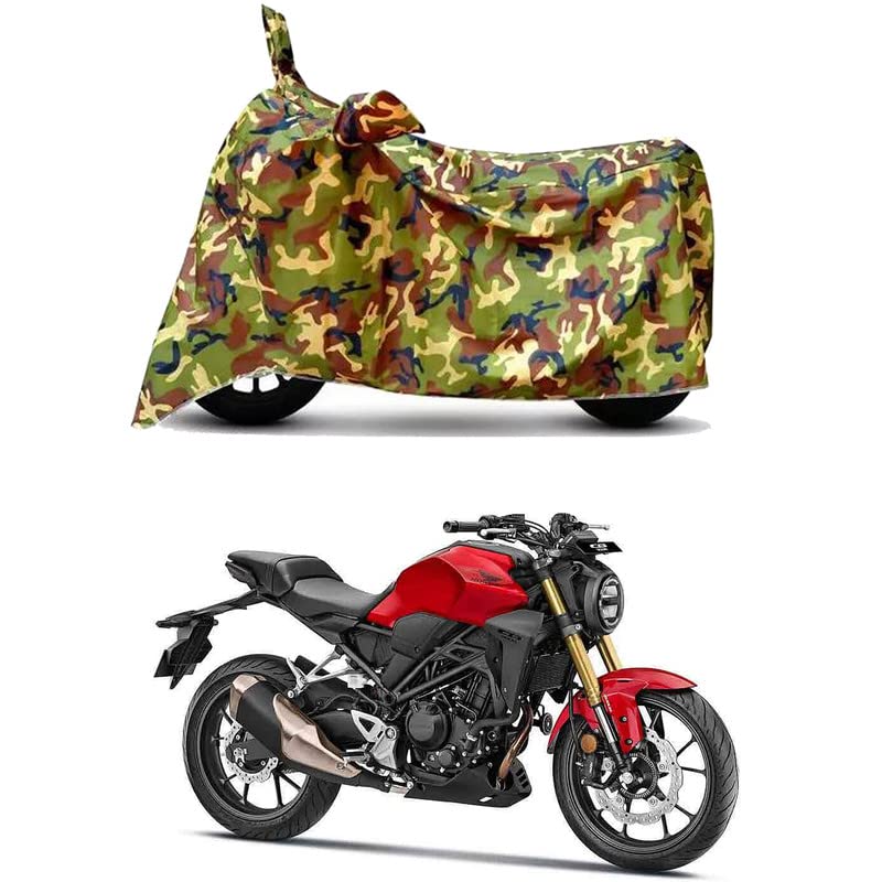 Image of Waterproof 100% PVC Coated Full Bike Scooty Two Wheeler Body Cover Compatible for Honda CB300R /UV-Rays /Heat Protection /Birds Dropping /Scratchproof /Dust Proof /All Varients[6X6 Jungle Print]