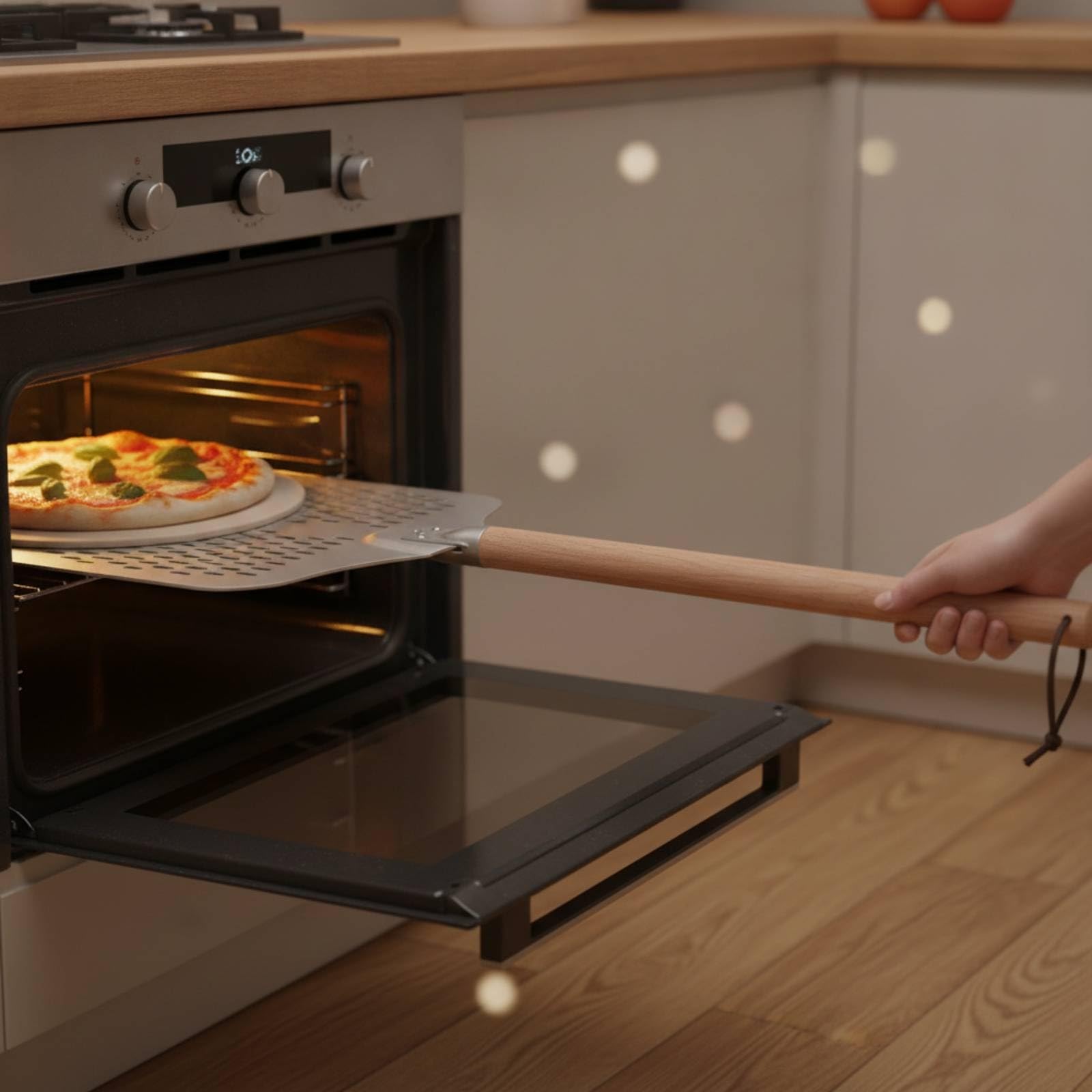 Pizzaschaufel Abnehmbar Aluminium, 16 Zoll, Groß, 2-Teilig, 142 Cm Gesamtlänge, Quadratisch, Mit Löchern