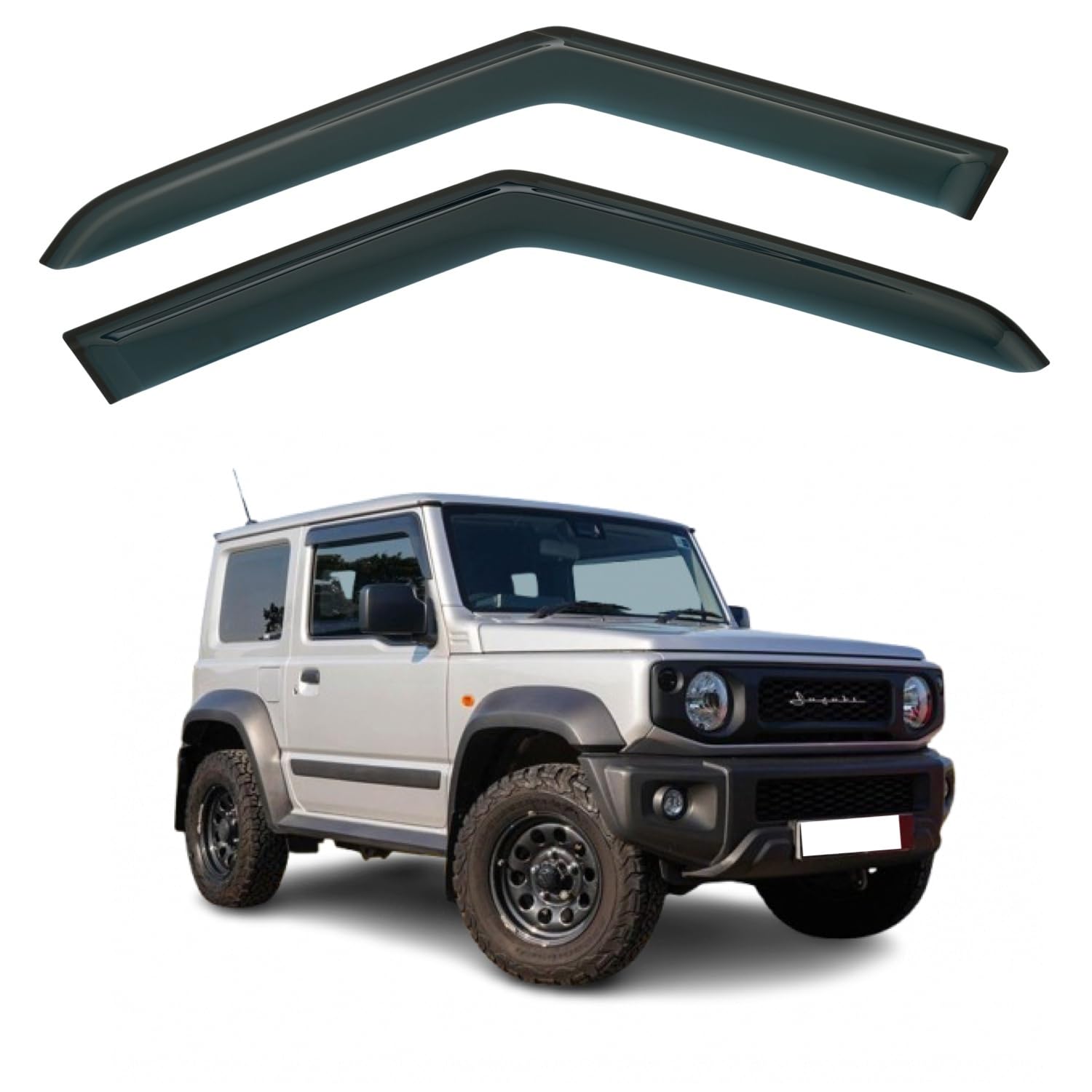 Set di 2 deflettori d'aria adesivi compatibili con modelli SUZUKI JIMNY MK4 2 porte 2019 2020 2021 2022 2023 2024 2025.