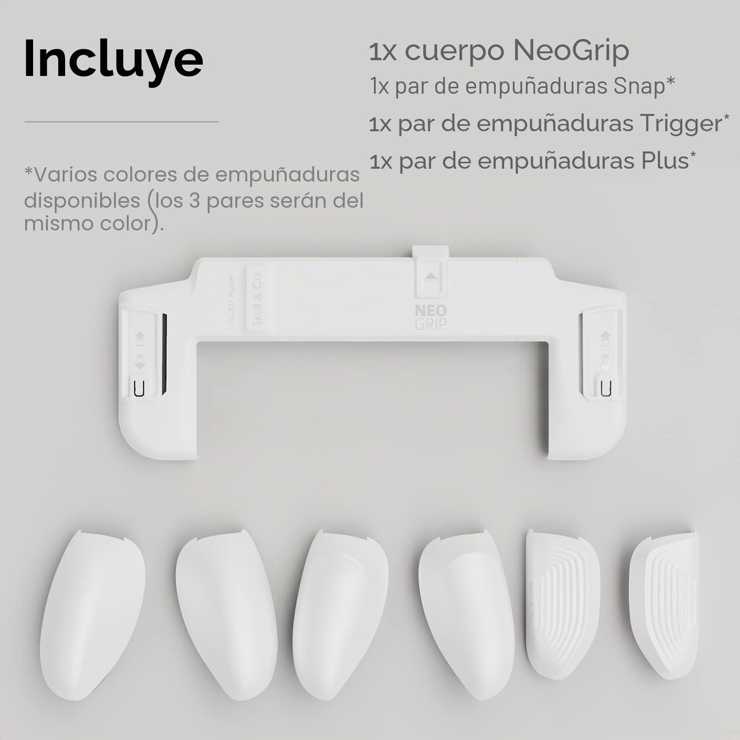 Skull & Co. NeoGrip for Nintendo Switch OLED and Regular Model: An Ergonomic Grip Hard Shell with Replaceable Grips [to fit All Hands Sizes] [No Carrying Case]