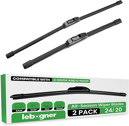 lebogner Limpiaparabrisas de 24 pulgadas + 20 pulgadas, paquete de 2 limpiaparabrisas de repuesto para todas las estaciones para mi automóvil, hoja