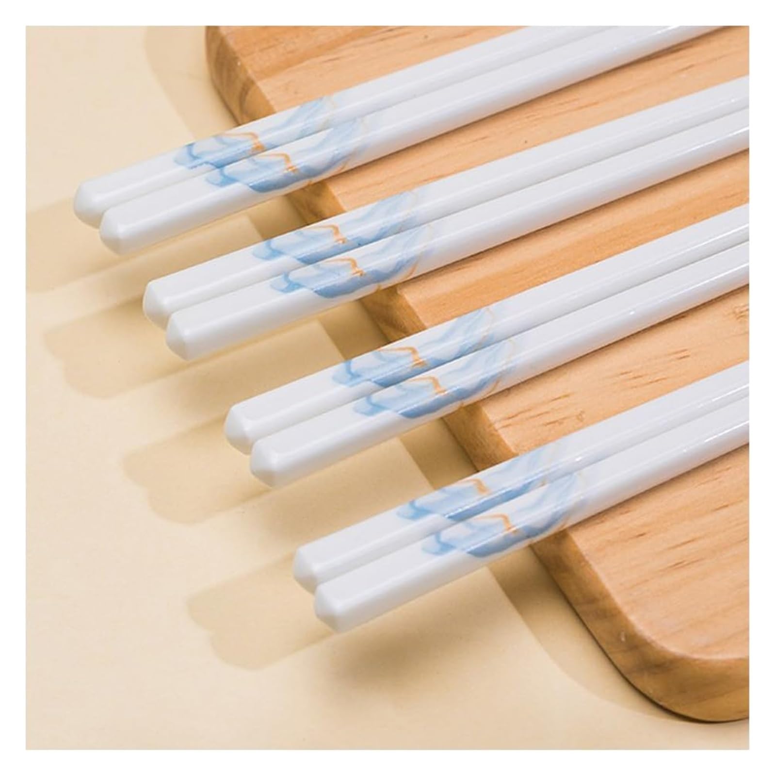 Baguettes en céramique, Coffret cadeau de baguettes en porcelaine chinoise, coffret motif pêche, 12 paires réutilisables