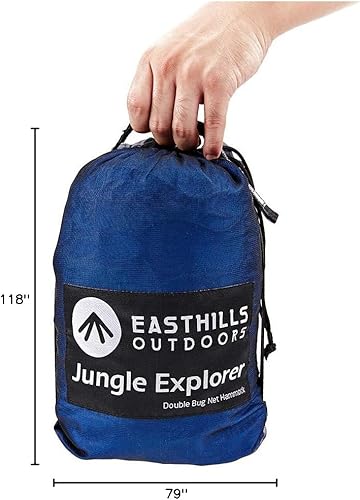Miniatura 10 de Easthills Outdoors Jungle Explorer Hamaca doble de 118 x 79 pulgadas, paracaídas ligera, de nailon Ripstop para 2 personas con red extraíble,