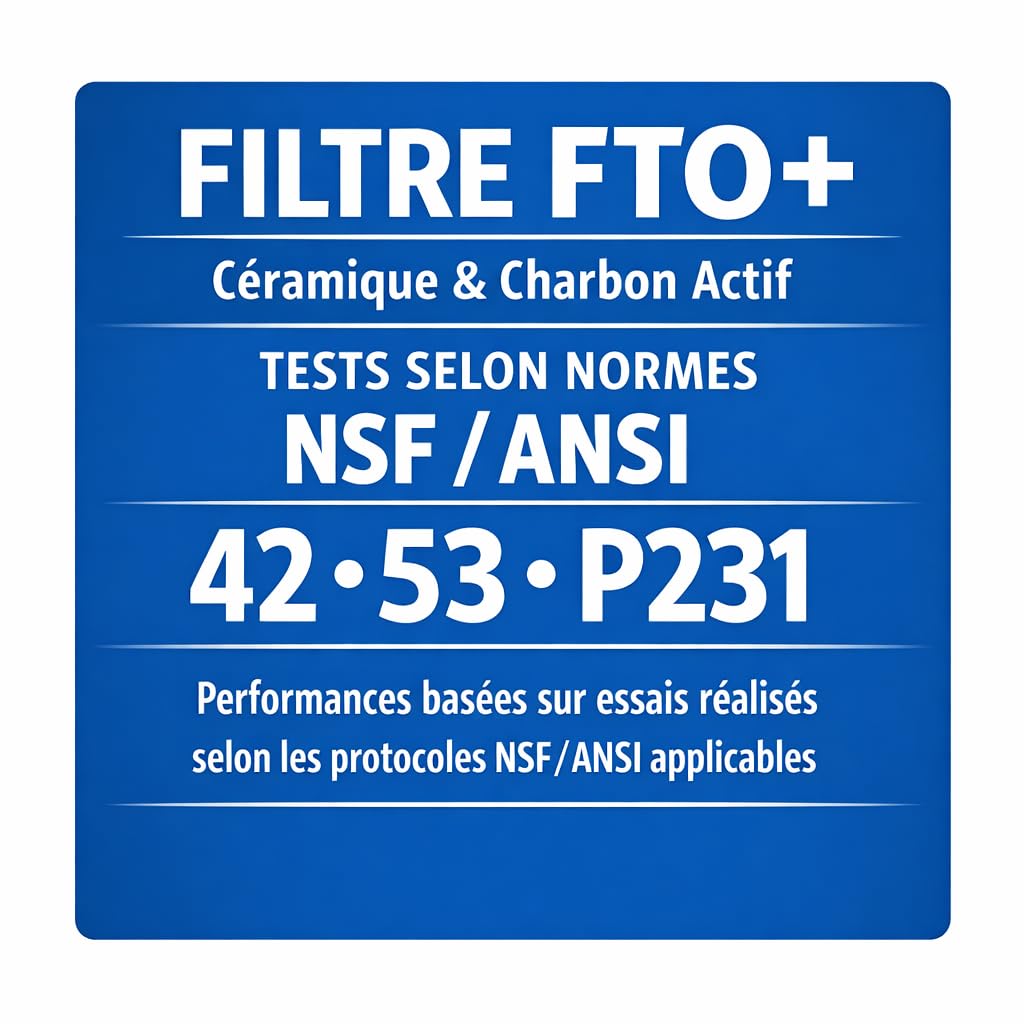 water filters Big 8.5 litres - système de filtration d'eau par gravité, avec 2 cartouches filtrantes FTO+ coldstream certification NSF/ANSI, robinet100% inox.