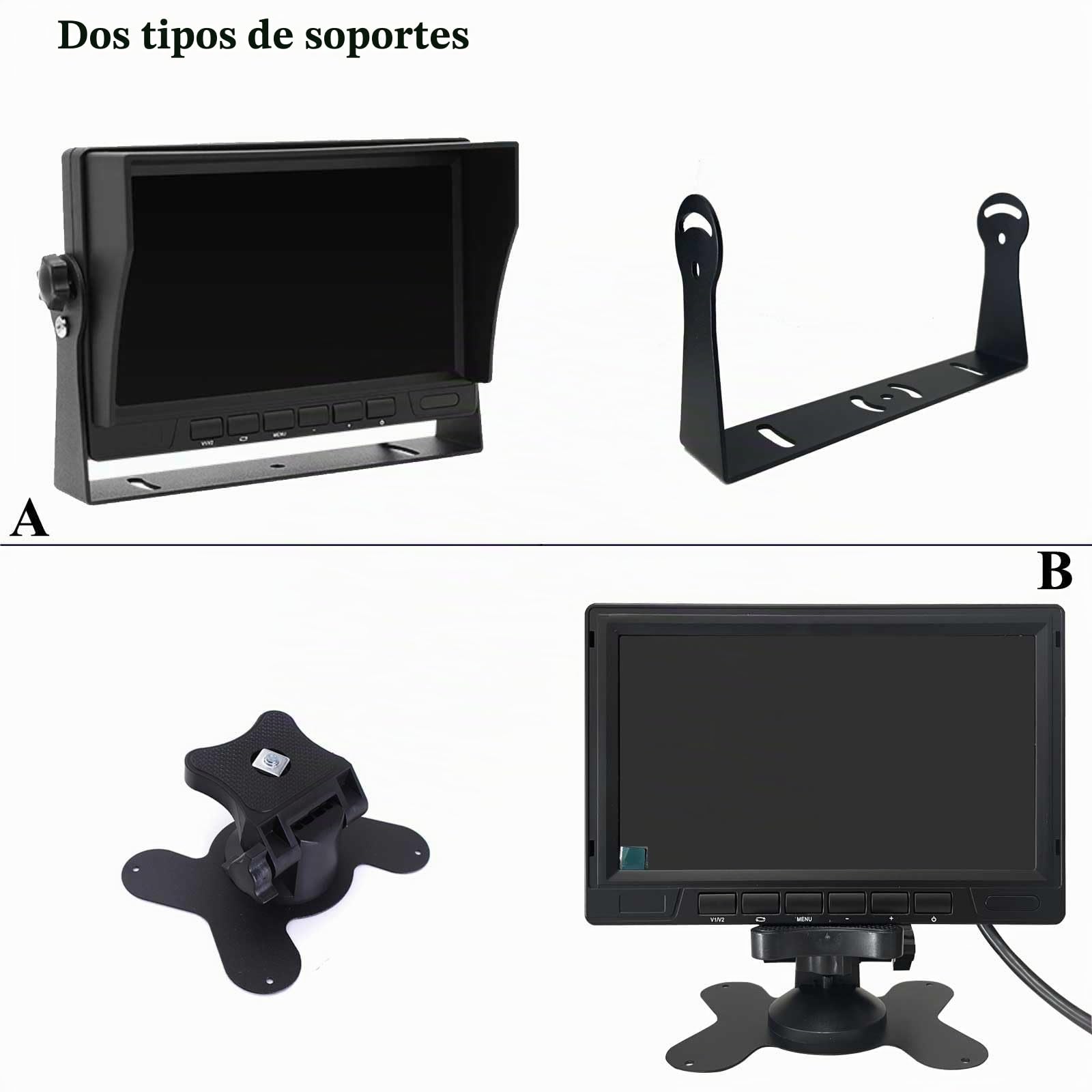 Cámara de marcha atrás AHD 1080P para vehículo y camión con monitor de pantalla de 2 divisiones de 7 pulgadas, 2 cámaras de visión trasera impermeables de visión nocturna con cable de 15 m para