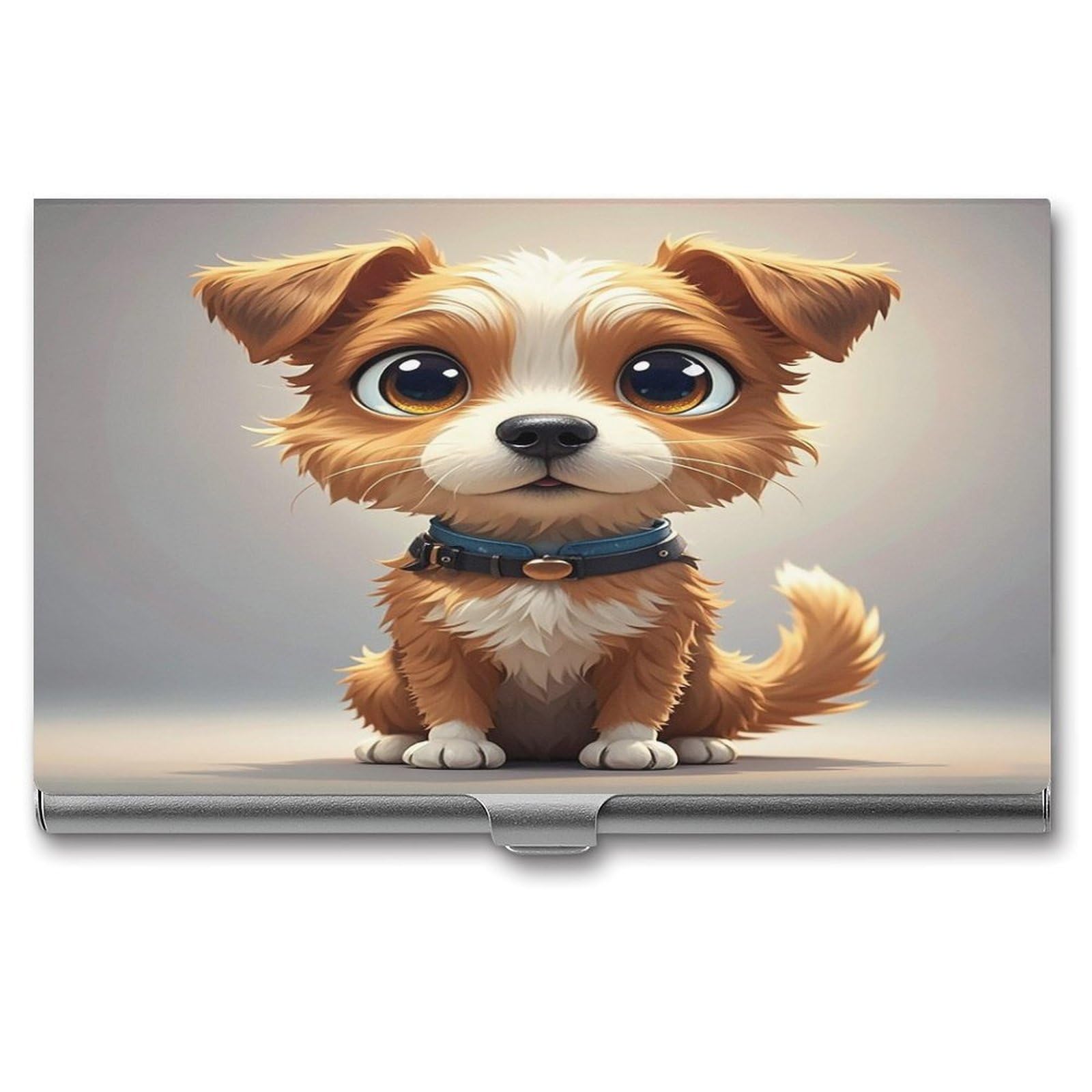 FekiLoot Cartoon Dog Business Card Holder Aluminum Alloy Business Card Case Convenient to Carry Business Card Dispenser for Men Women