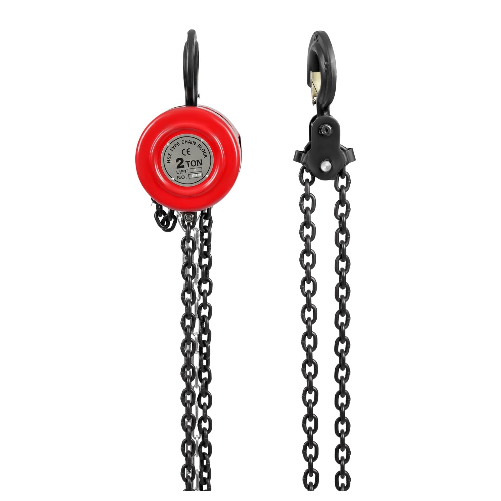 flaschenzug Seilhebezug 1T/2T Handkettenzug, Hubhöhe Industrielles Manuelles Hebewerkzeug Für Transport, Fabrikgaragen(2T Red)