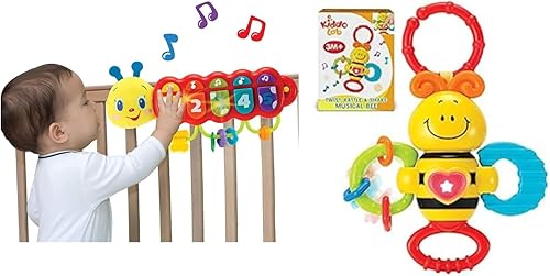 KiddoLab Bundle Lira The Musical Caterpillar & Rattle Bee Light-Up Toy - Juguetes atractivos e interactivos para bebés.