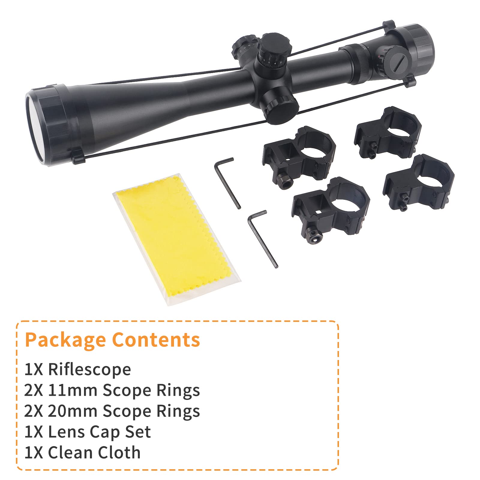Ottica Cannocchiale Caccia 3.5-10X50mm Cannocchiale Carabina Telemetro Rapido Rosso Illuminato Reticolo Airsoft Mirino con 20mm/11mm Mount Rings