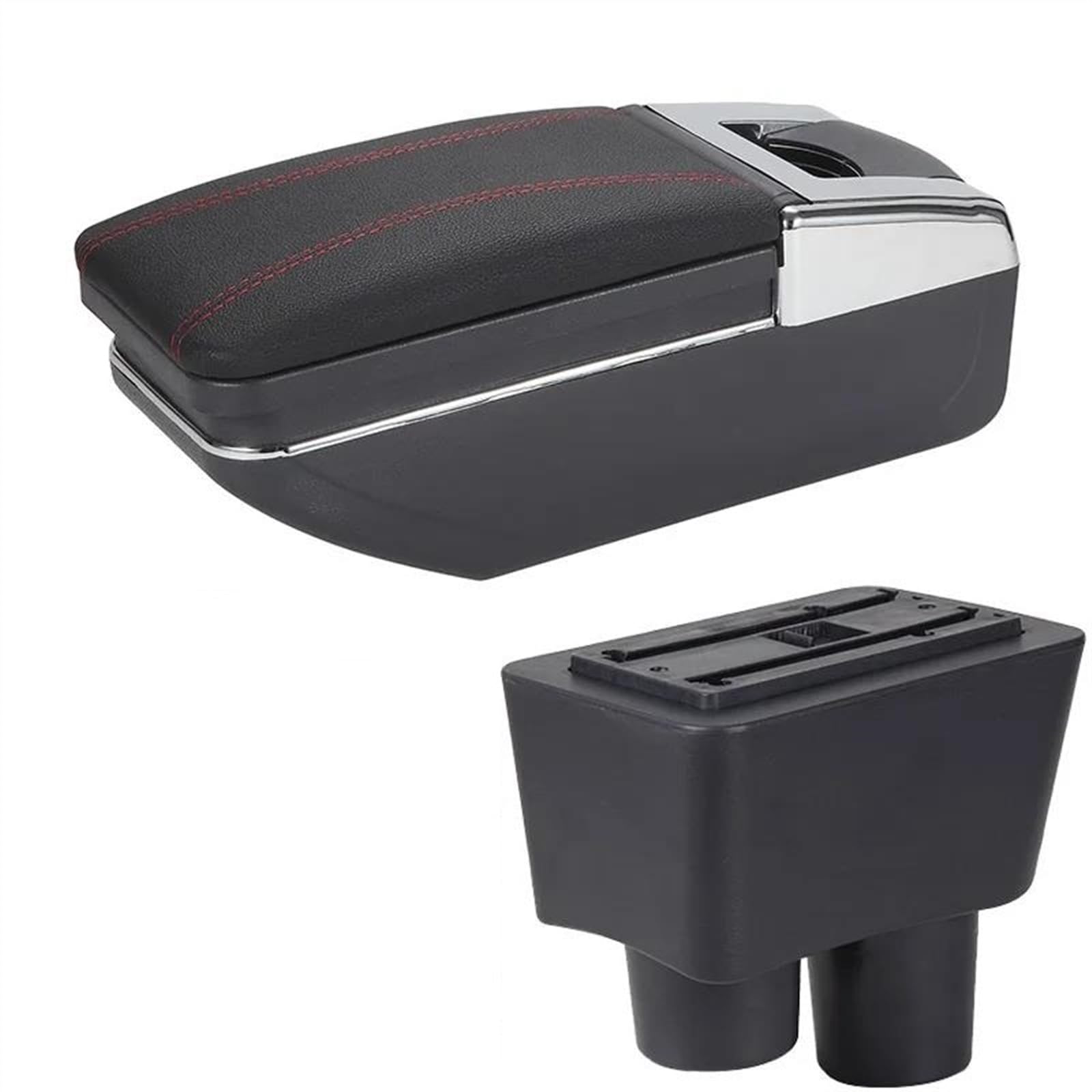 NOHEEU Car Armrest Special Storage Box Modification Parts For Almera For Versa(C1 Black red No USB)