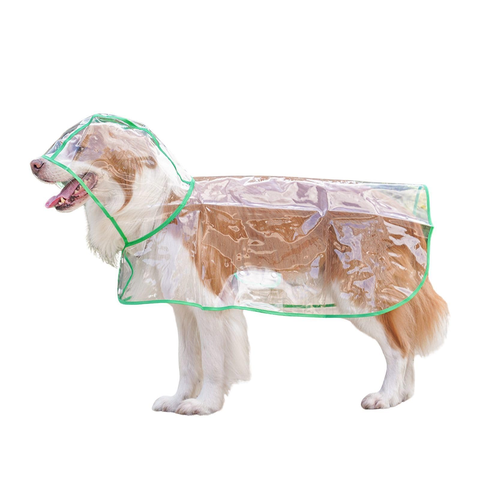 BT Bear Transparent Waterproof Dog Raincoat,Lightweight Pet Rain Coat Rain Jacket for Small Medium Dogs Outdoor, Green_3XL