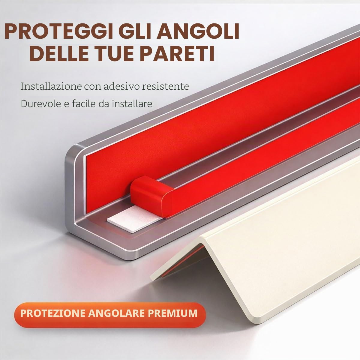 Paraspigoli Muro Autoadesivo in PVC, Profilo Angolare Flessibile a 90 Gradi, Modanatura Adesiva per Pareti, Mobili e Bordi Finestre, Protezione Angoli e Spigoli Morbida(Creamy Beige,5m/196.9in)