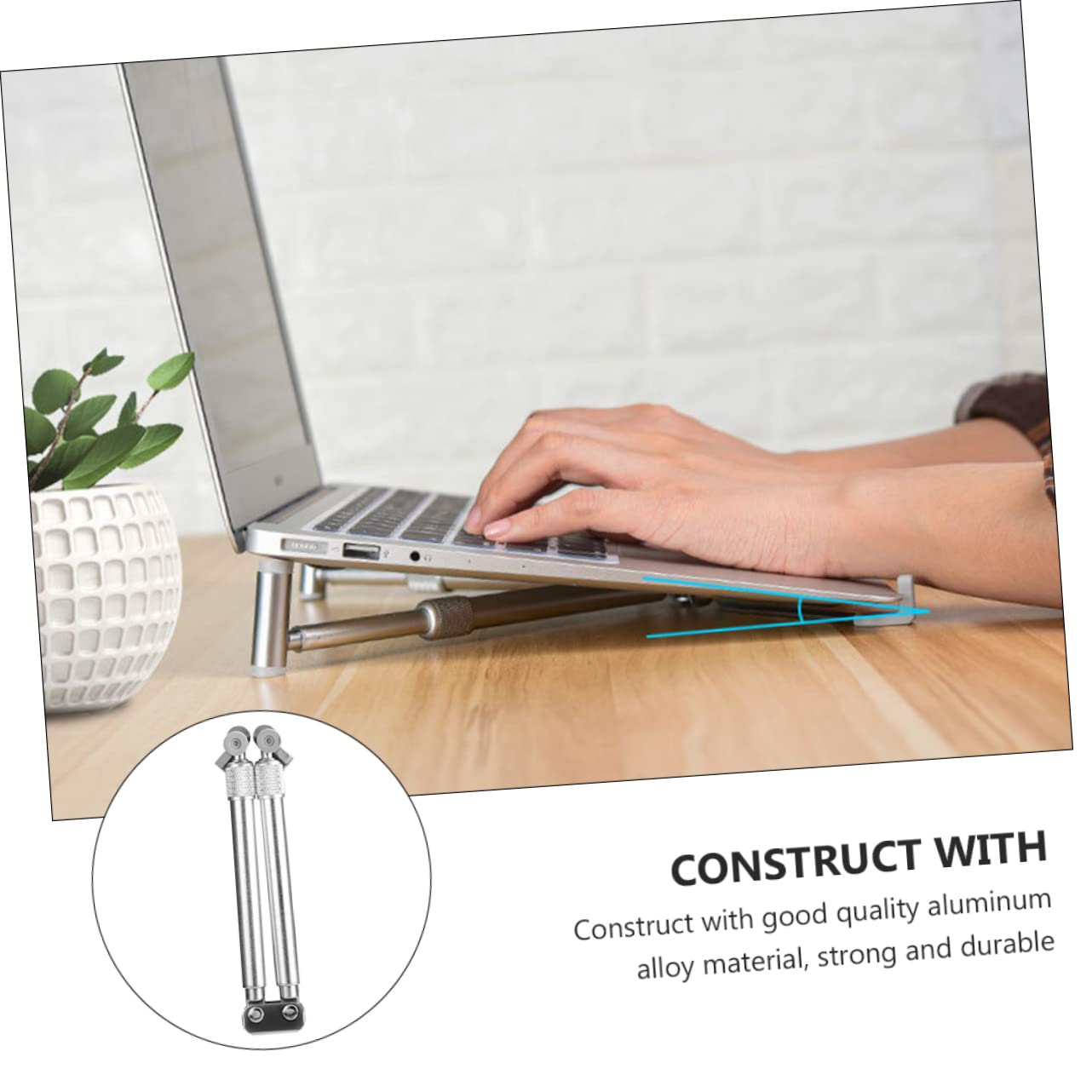 SHINEOFI 2 Piezas Soporte Portátil Ajustable de Aleación de Aluminio Base Ventilada y Plegable para Ordenador Portátil Compatible con Tablets y Notebooks y Duradero