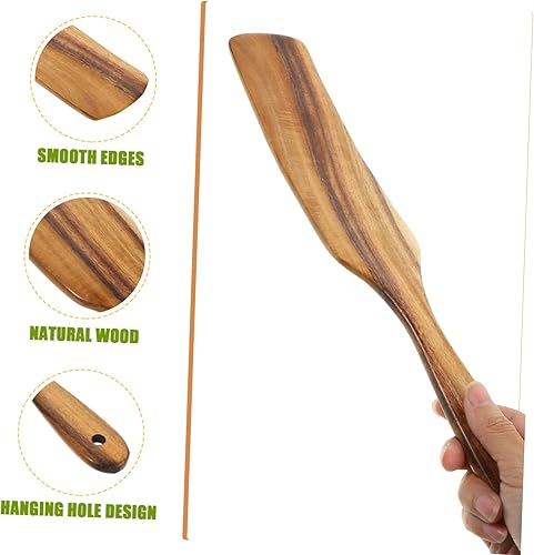 Miniatura 4 de CIYODO Suministros de madera no natural con cabeza portátil, herramientas de mango para agitar, servir con espuelas de wok largas y antiadherentes,